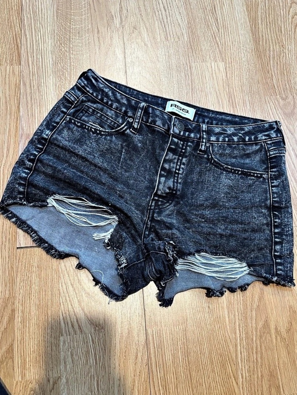 RSQ Distressed Black Jean Shorts